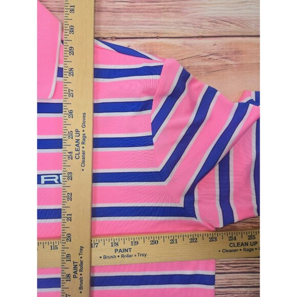Rlx Ralph Lauren Mens Pink Striped Polo Shirt Medium - Picture 8 of 8